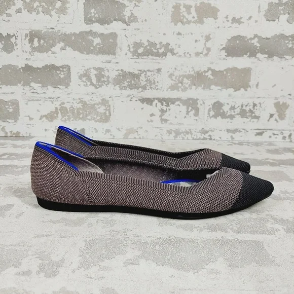 NEW Rothy's The Flat Brown Knit Pointy Toe Slip On Loafers X451